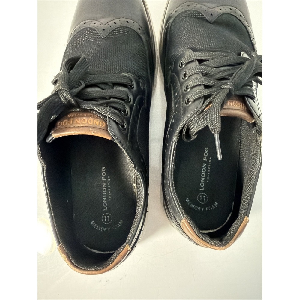LONDON FOG Collection Mens Sneakers Oxford Style  size 11 Lace up Shoes Black - Picture 6 of 16